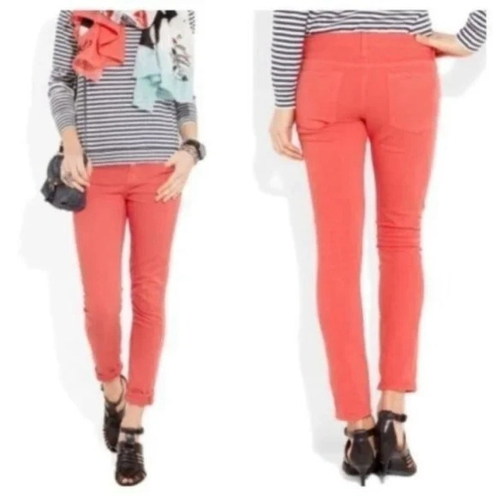 J Crew Coral Pink Toothpick Skinny Jeans Size 26